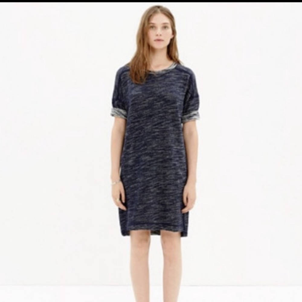 Madewell Colorblock Textured Sweatshirt Dress